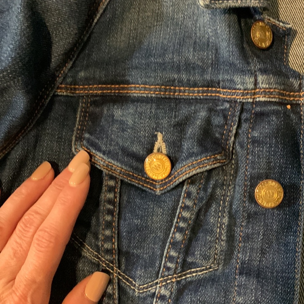 MOTHER Blue Jean Jacket with Yellow Accents - Picture 8 of 8